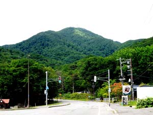 支笏湖温泉街から